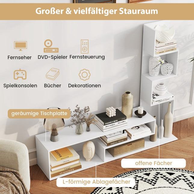 Tv-meubel met boekenplank, geschikt voor tv's tot 50 inch, wit