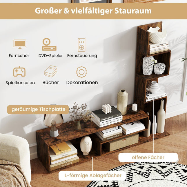 Tv-meubel met boekenplank, geschikt voor tv's tot 50 inch, bruin.