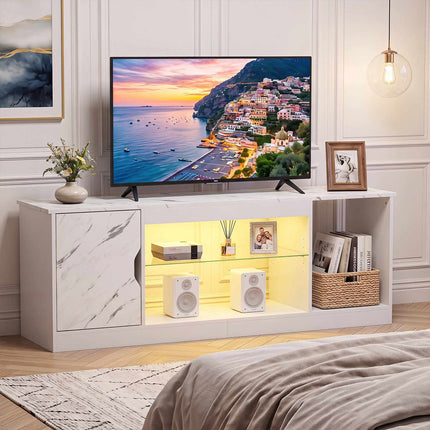 TV Stand with LED Lights & Adjustable Shelf for 65" TVs