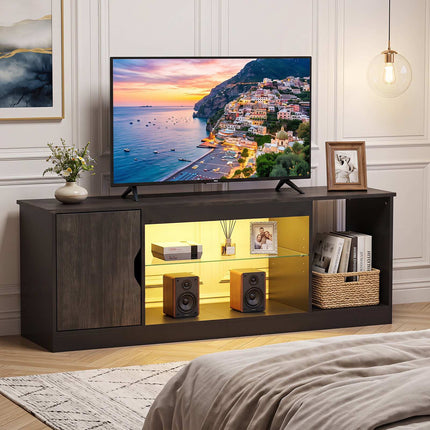 TV Stand with LED Lights & Adjustable Shelf for 65" TVs