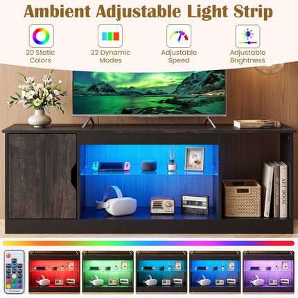 TV Stand with LED Lights & Adjustable Shelf for 65" TVs