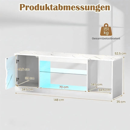 TV Stand with LED Lights & Adjustable Shelf for 65" TVs