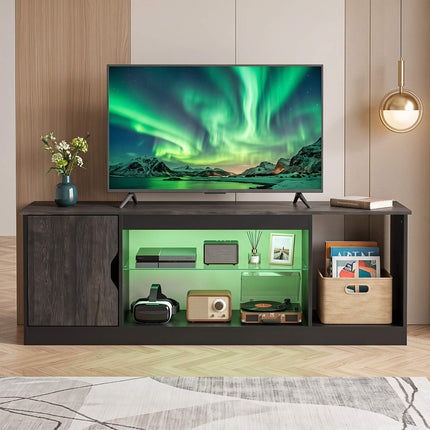 TV Stand with LED Lights & Adjustable Shelf for 65" TVs