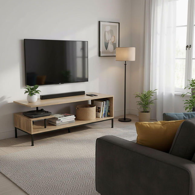 Tv-meubel met open planken voor schermen van 55 inch