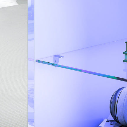 TV stolek s RGB LED osvětlením, lesklý bílý