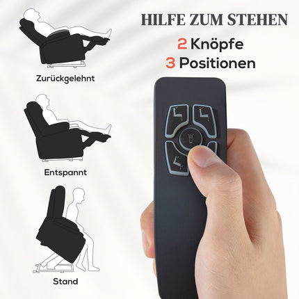 Elektrické polohovací TV křeslo s USB portem, černá