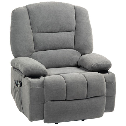 Electric reclining TV armchair, heating & massage, dark grey