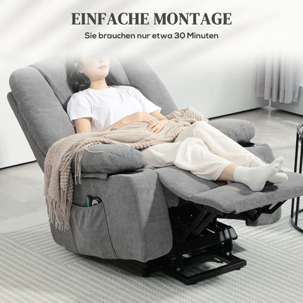 Electric reclining TV armchair, heating & massage, dark grey