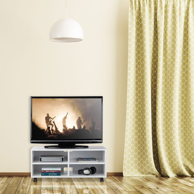 TV lavice se 4 přihrádkami a kolečky