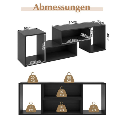 TV cabinet 2-part free combination TV stand for televisions up to 60 inches black