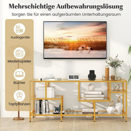 TV skříňka TV stůl pro televizory do 65 palců TV stůl zlatý 147 x 40 x 62 cm