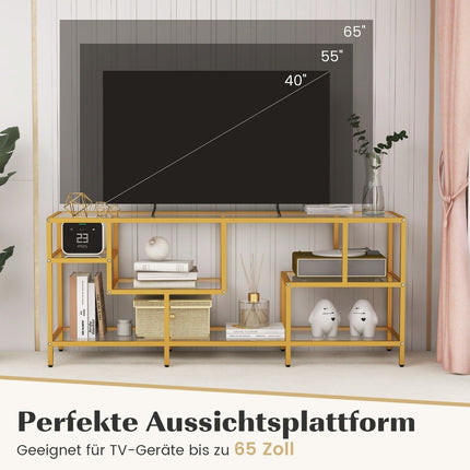 TV skříňka TV stůl pro televizory do 65 palců TV stůl zlatý 147 x 40 x 62 cm