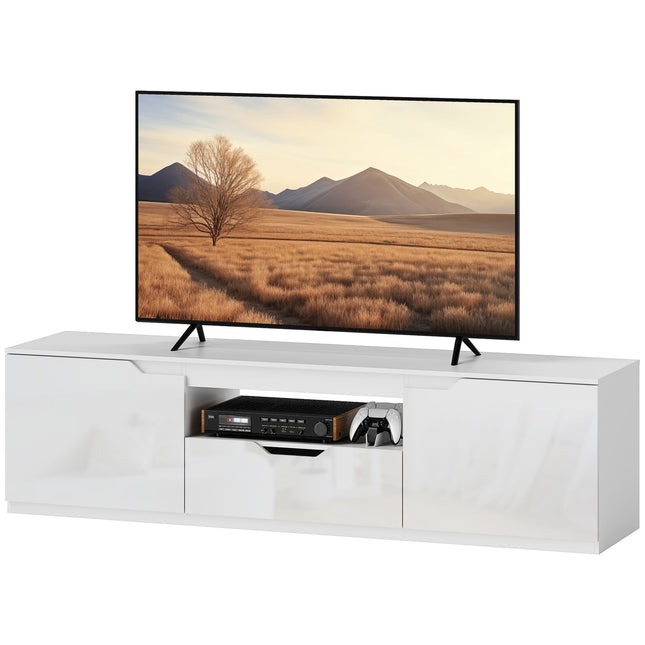 TV skříňka – lowboard 160cm, 2 dvířka, zásuvka, bílá