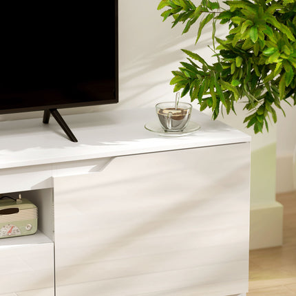 TV skříňka – lowboard 160cm, 2 dvířka, zásuvka, bílá