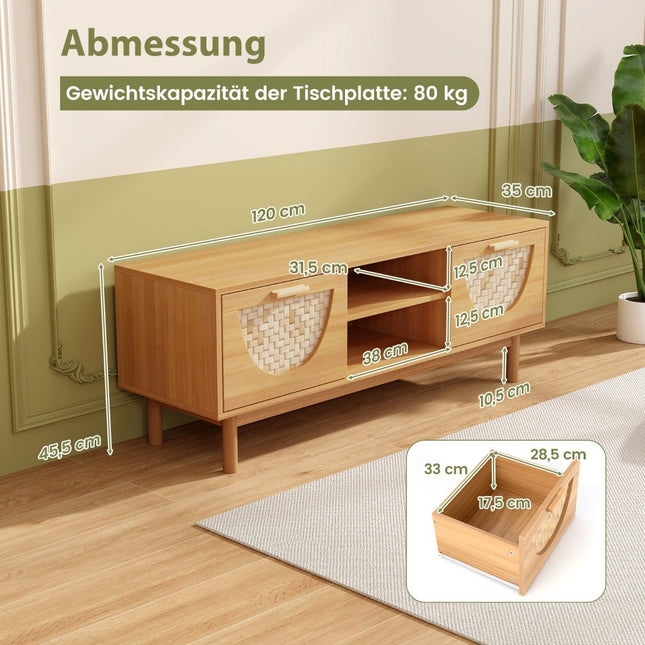 TV-meubel met 2 lades en open planken voor tv's tot 55 inch TV-lowboard TV-meubel