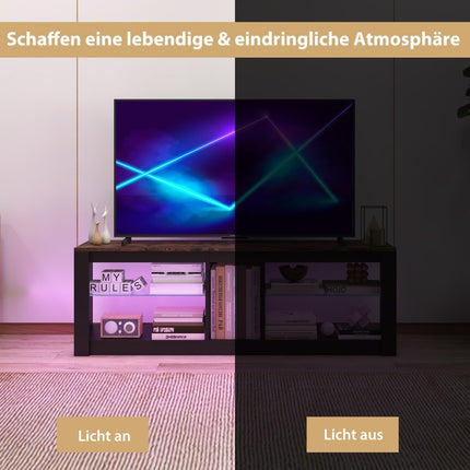 TV skříňka s LED osvětlením pro televizory do 65 palců. Moderní zábavní centrum