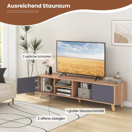 TV skříňka s otevřenou policí a 2 skříňkami TV lowboard pro televizory do 65 palců TV skříňka