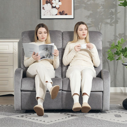Recliner sofa, 2-seater with footrest, Pocket Spring, Grey