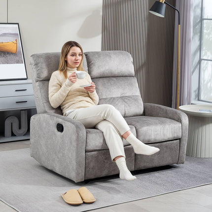 Recliner sofa, 2-seater with footrest, Pocket Spring, Grey