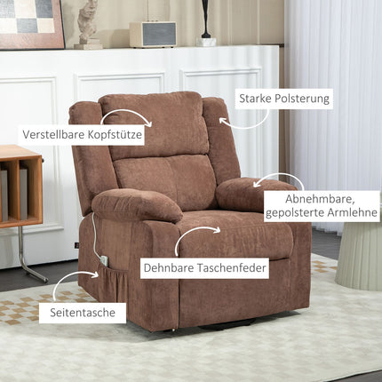 Electric reclining TV chair, 3 motors, light brown