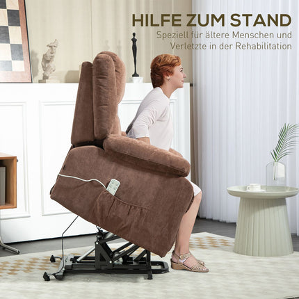 Electric reclining TV chair, 3 motors, light brown