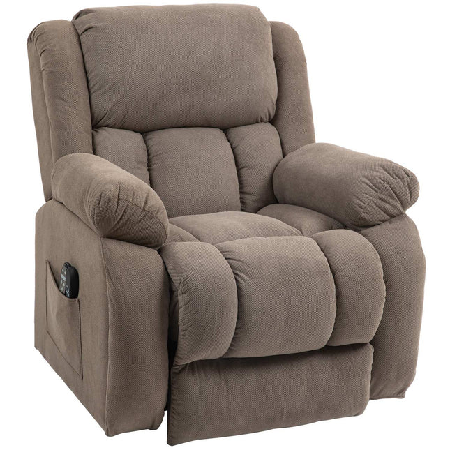Electric recliner with massage and heating, light brown
