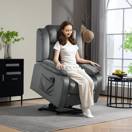 Electric reclining TV chair with heating & massage, dark grey
