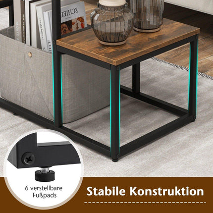TV konzolový stolek pro 50palcové televizory, industriální mediální konzole s otevřenými policemi, 108 x 40 x 65 cm, rustikální hnědá