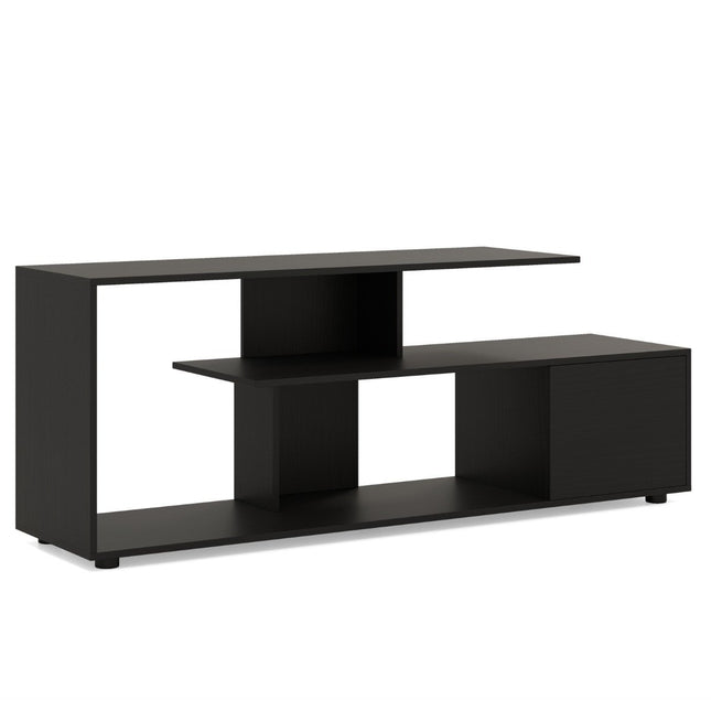 TV-standaard voor tv's tot 55 inch met planken & kast TV-kast lowboard zwart