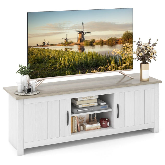 TV-meubel met 2 deuren & 2 kasten & open planken TV-meubel voor tv's tot 65" lichtgrijs