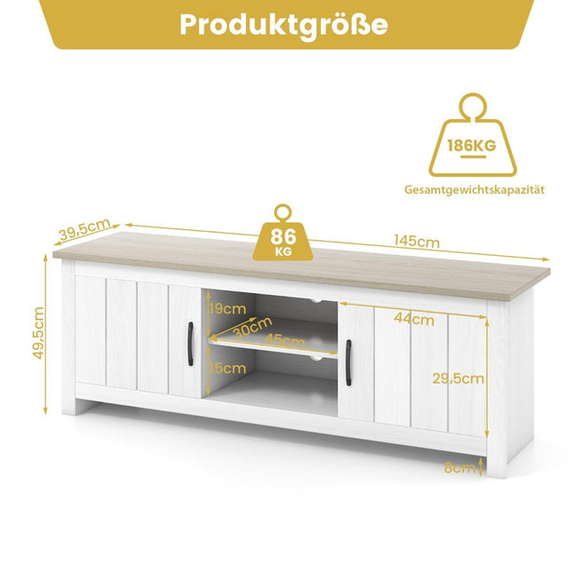 TV-meubel met 2 deuren & 2 kasten & open planken TV-meubel voor tv's tot 65" lichtgrijs