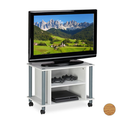 TV stůl s kolečky a 2 přihrádkami