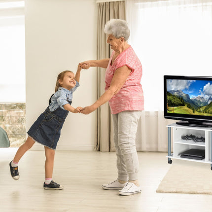 TV stůl s kolečky a 2 přihrádkami