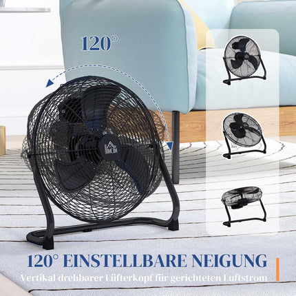 Elektrický stolní ventilátor, 4 rychlosti, nastavitelný úhel 120°, černá