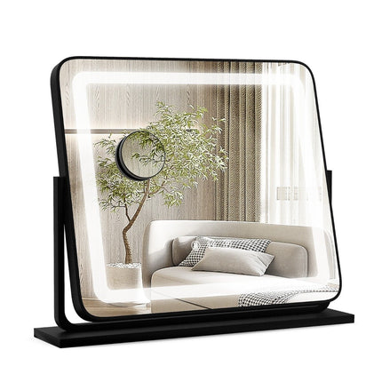 Stolní kosmetické zrcadlo s LED osvětlením 56 x 12 x 48 cm černé