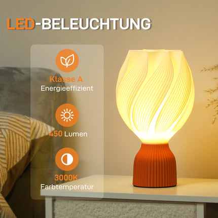LED stolní lampa s 3D květinovým stínidlem, bílá