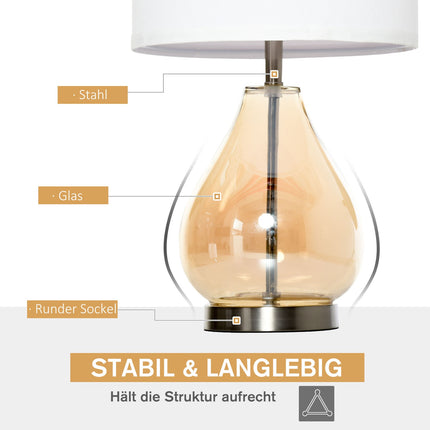 Sada 2 ks nočních lamp – sklo, len, objímka E27