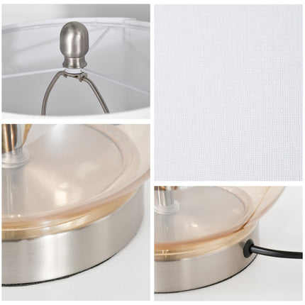Sada 2 ks nočních lamp – sklo, len, objímka E27