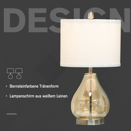 Sada 2 ks nočních lamp – sklo, len, objímka E27