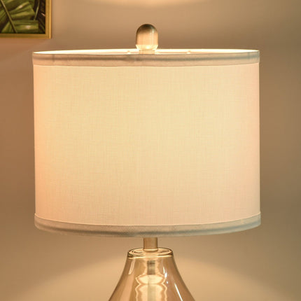 Sada 2 ks nočních lamp – sklo, len, objímka E27