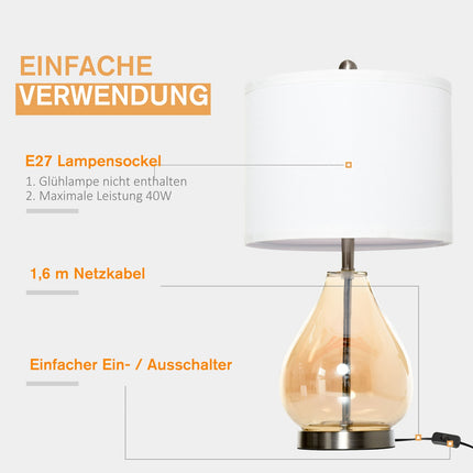 Sada 2 ks nočních lamp – sklo, len, objímka E27