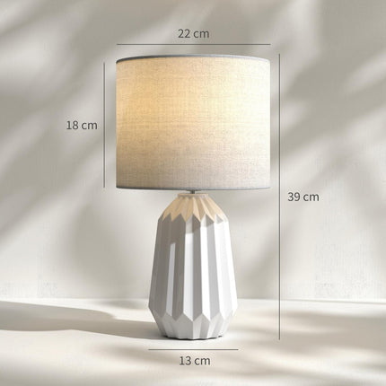Stolní lampa s lněným stínítkem, 22x22x39 cm, bílá