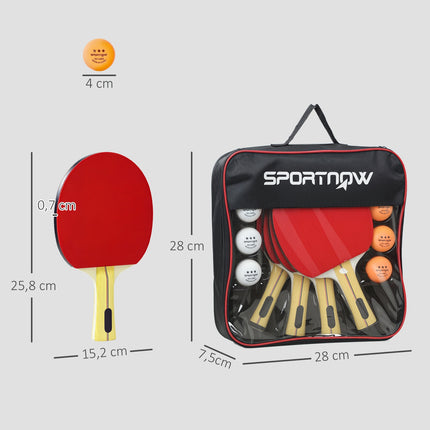 Sada na stolní tenis: 4 pálky, 8 míčků, taška