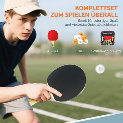Sada na stolní tenis: 4 pálky, 8 míčků, taška