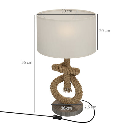 LED stolní lampa, USB nabíjecí, patice E27, kov a len