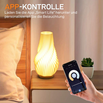 Chytrá LED stolní lampa - 3D květinový displej, stmívatelná, chytré ovládání