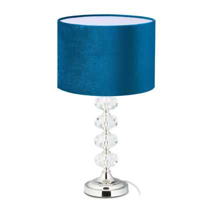 Stolní lampa z krystalu a sametu modrá