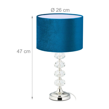 Stolní lampa z krystalu a sametu modrá