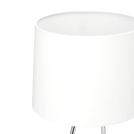 Stolní lampa se stříbrným látkovým stínítkem