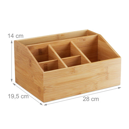 Stolní úložný box z bambusu se 6 přihrádkami